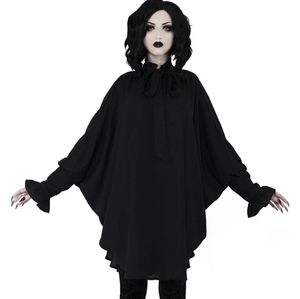 Killstar long black chiffon bat wing blouse/dress